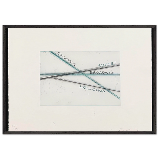 SUNSET FROM LOS FRANCISCO SAN ANGELES PORTFOLIO - Edward Ruscha 70x100 cm / 28x40 inches Framed Art Print – Black Wooden Frame