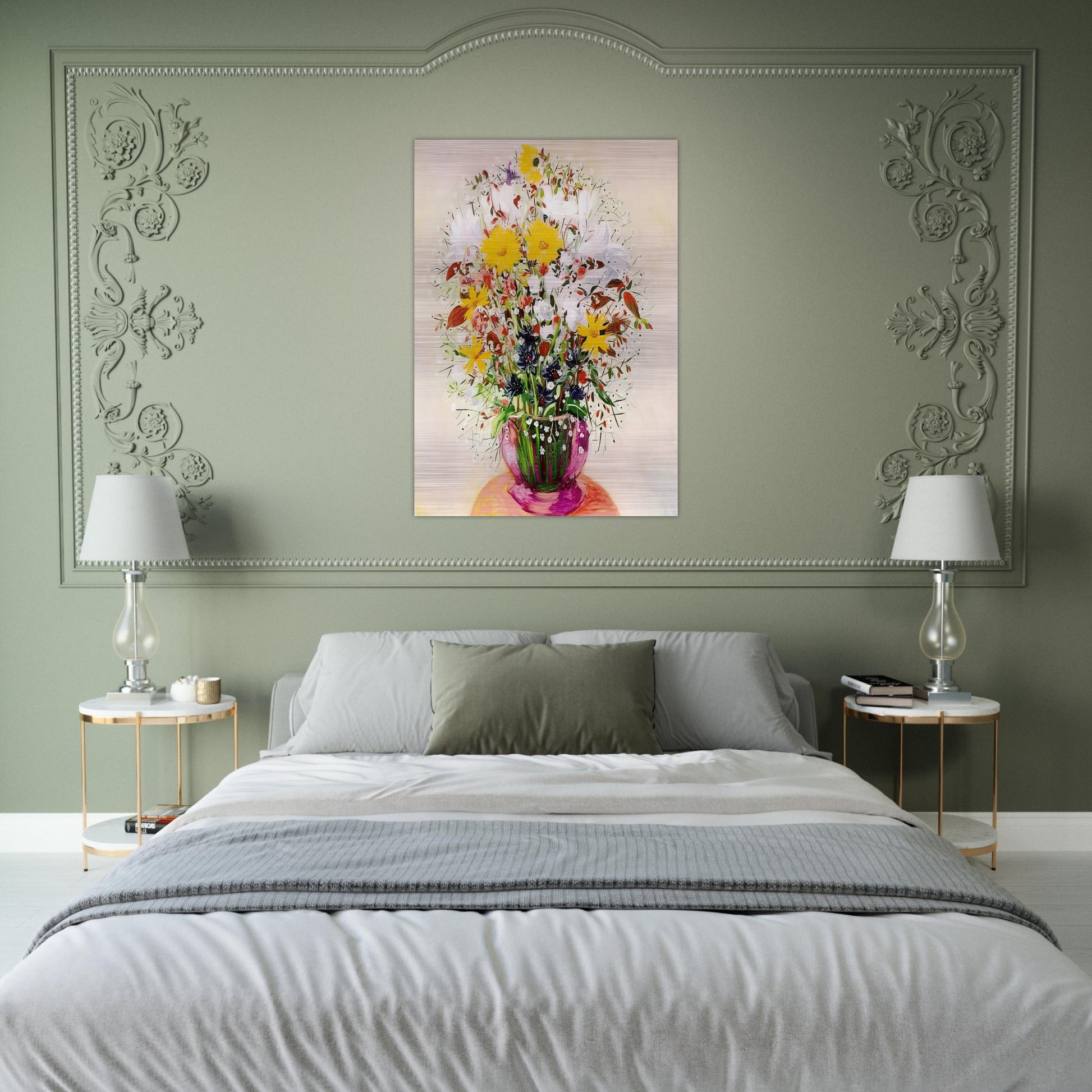 BOUQUET OF FLOWERS - Moise Kisling Brushed Aluminum Print - 70x100 cm / 28x40 inches | Moise Kisling Aluminum Print | Moise Kisling Prints