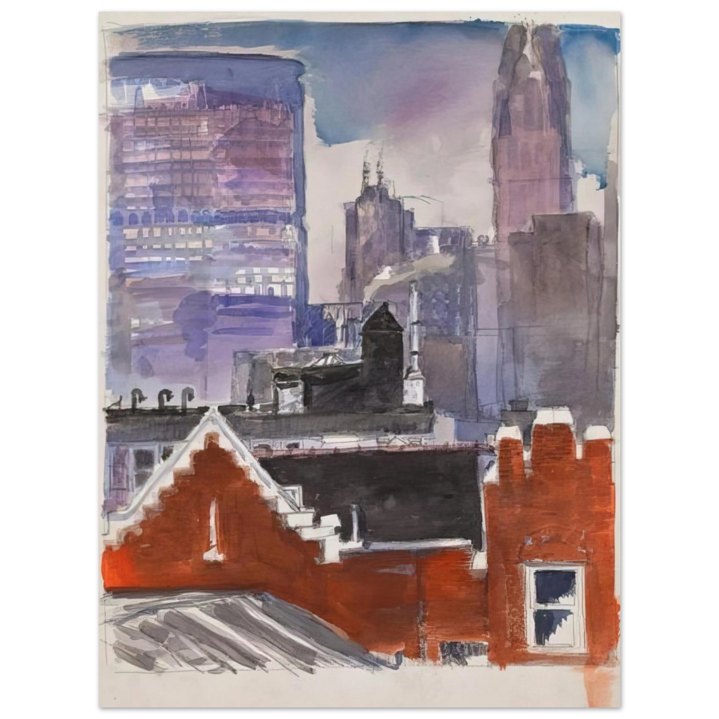 Paul Thek - Untitled cityscape - 1986  75x100 cm / 30x40inches Fine Art Poster