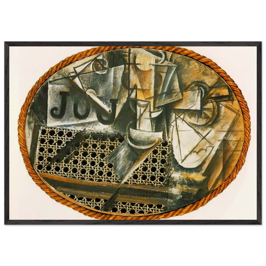 Still Life with Caned Chair - Pablo Picasso 70x100 cm / 28x40 inches Framed Art Print – Black Wooden Frame