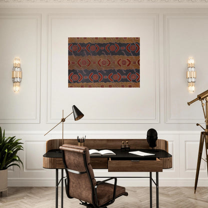 Men's Dreaming - Native Art - Clifford Possum Tjapaltjarri Brushed Aluminum Print - 70x100 cm / 28x40 inches | Clifford Possum Tjapaltjarri Aluminum Print | Clifford Possum Tjapaltjarri Prints