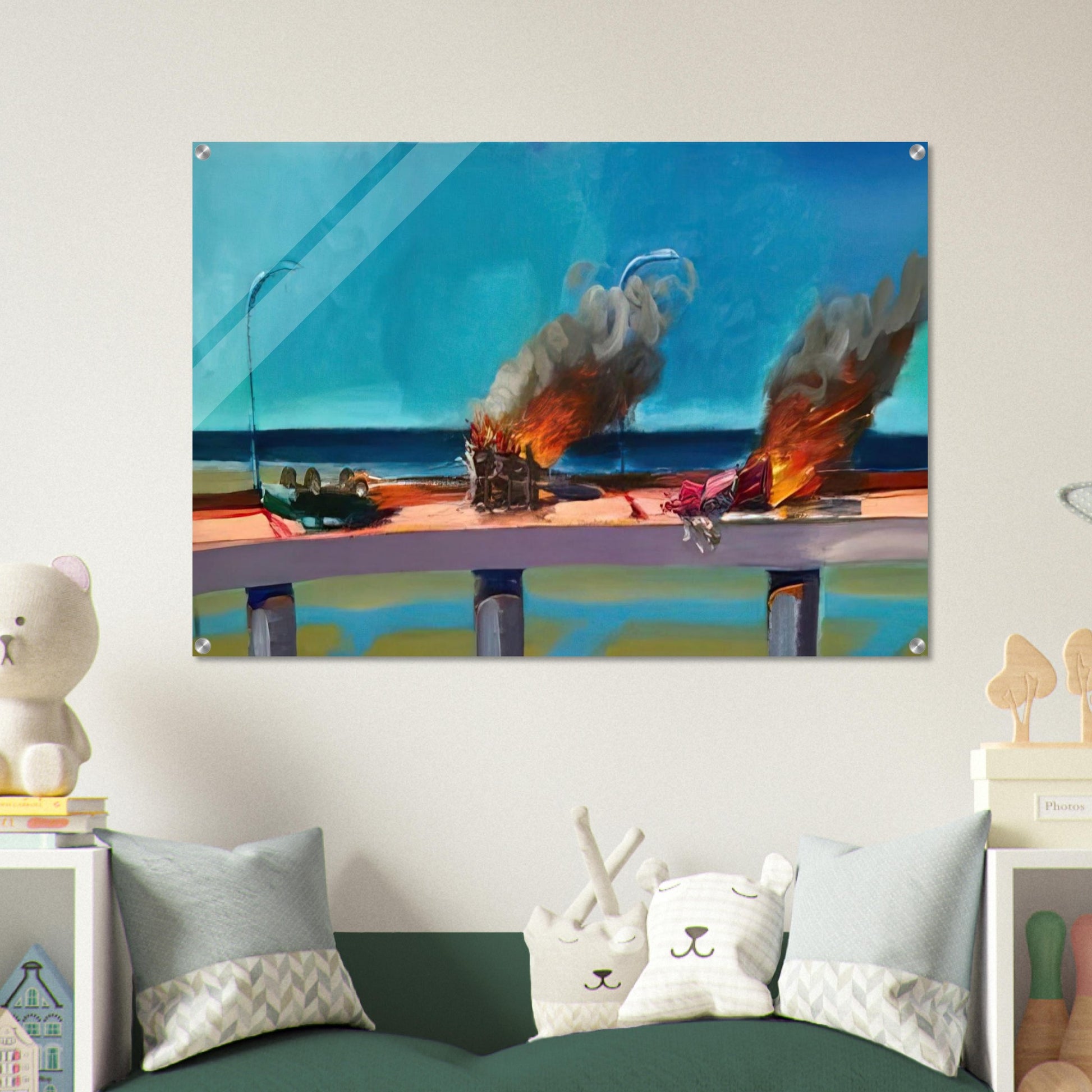 Longo Crash - 1982 - Carlos Almaraz Acrylic Print - 70x100 cm / 28x40″ inches | Carlos Almaraz Wall Art | Carlos Almaraz Prints