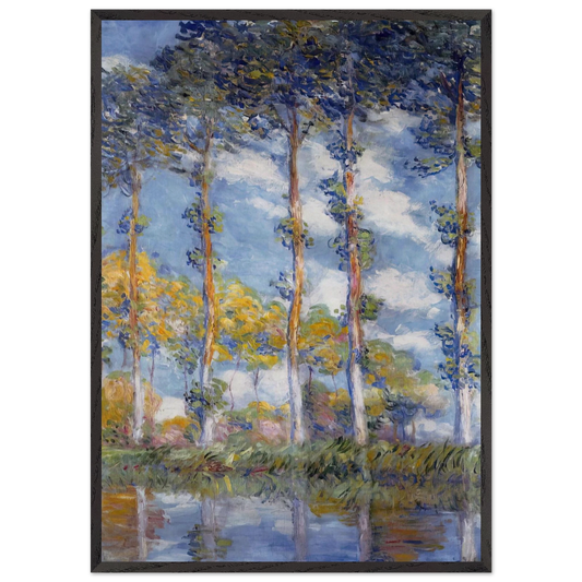 Poplars N1 - claude monet 70x100 cm / 28x40 inches Framed Art Print – Black Wooden Frame