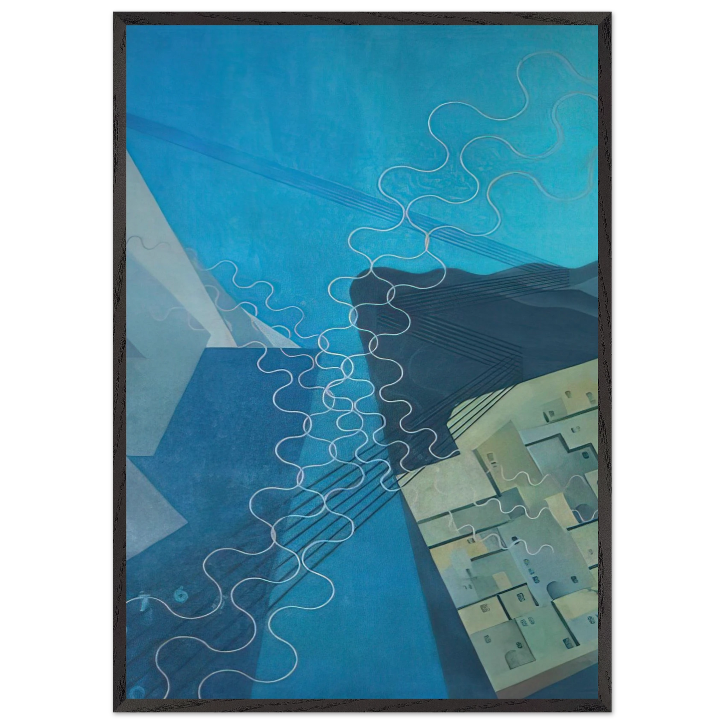 Synthesis of Telegraphic and Telephonic Communications - 1933 - 1934 Palermo Sicily Italy - Benedetta Cappa 70x100 cm / 28x40 inches Framed Art Print – Black Wooden Frame