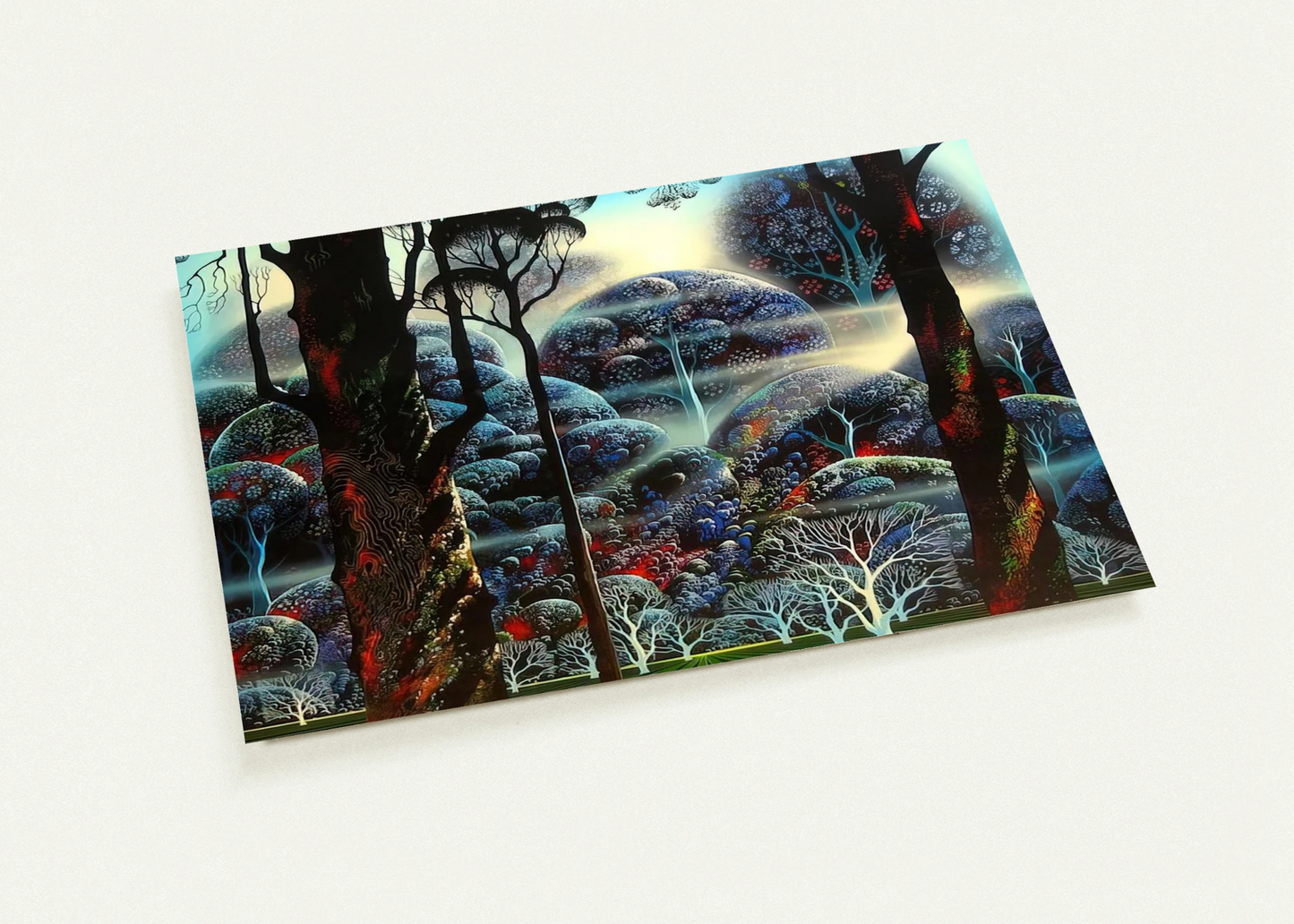 Mist in the Dark Woods By Eyvind Earle Pack of 10 Post Cards | Eyvind Earle Post Cards | A6 (10.5 x 14.8 cm) - 4.1 x 5.8 inches