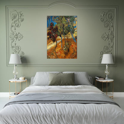 Trees in the Asylum Garden - Vincent van Gogh Brushed Aluminum Print - 70x100 cm / 28x40 inches | Vincent van Gogh Aluminum Print | Vincent van Gogh Prints
