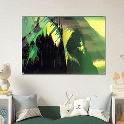 Three Pastures by the Sea - Eyvind Earle Acrylic Print - 70x100 cm / 28x40″ inches