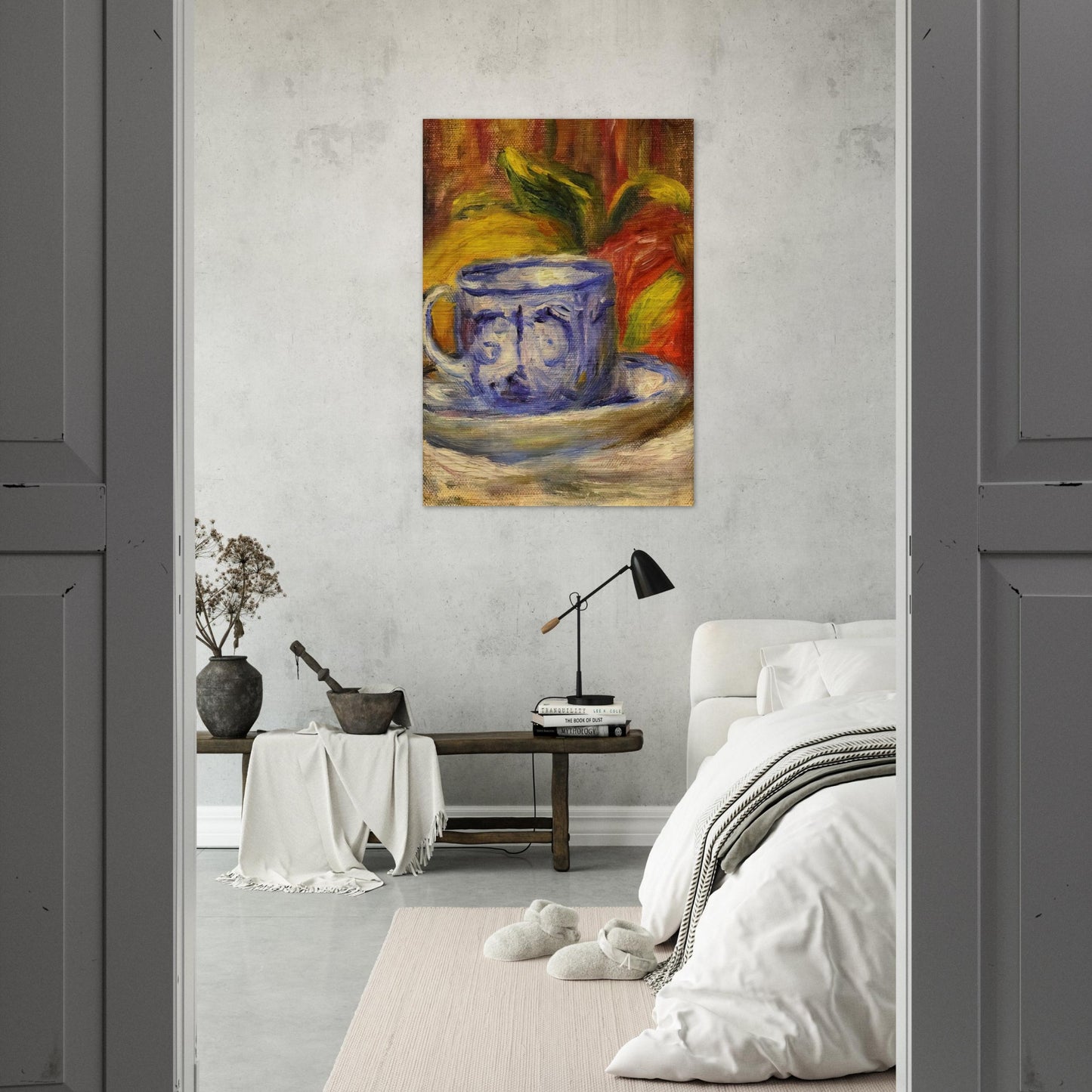 Cup and Fruit - Pierre-Auguste Renoir Brushed Aluminum Print - 70x100 cm / 28x40 inches | Pierre-Auguste Renoir Aluminum Print | Pierre-Auguste Renoir Prints