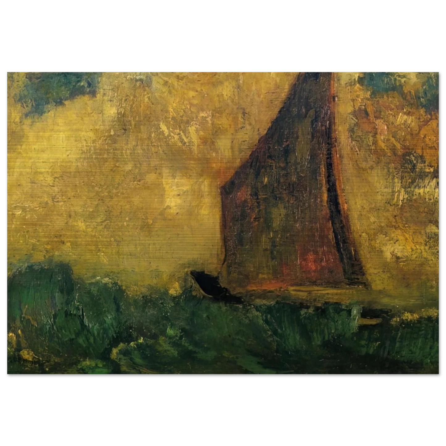 THE MYSTERIOUS BOAT - Odilon Redon Brushed Aluminum Print - 70x100 cm / 28x40 inches | Odilon Redon Aluminum Print | Odilon Redon Prints
