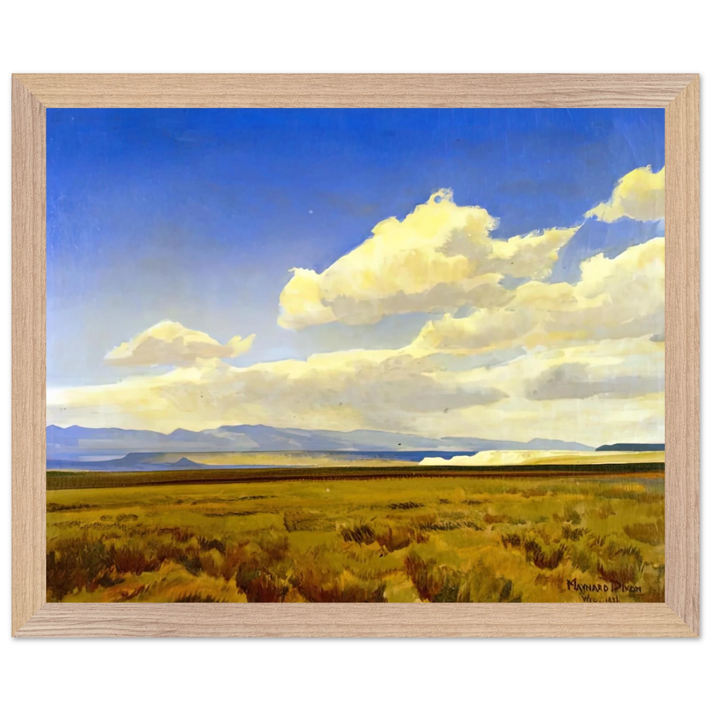 Maynard Dixon - WIND OF WYOMING 1936 Wall art - 45x60 cm / 18x24 inches - Premium Wooden Framed Poster With Fine Art Paper-canvas - Black frame