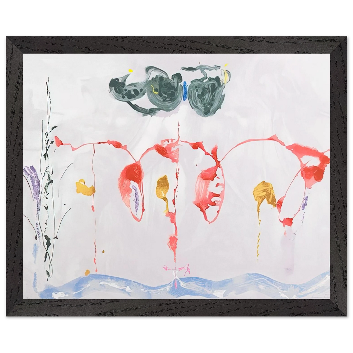Helen Frankenthaler - Aerie - 2009 Wall art - 60x80 cm / 24x32 inches - Premium Wooden Framed Poster With Fine Art Paper-canvas - White frame