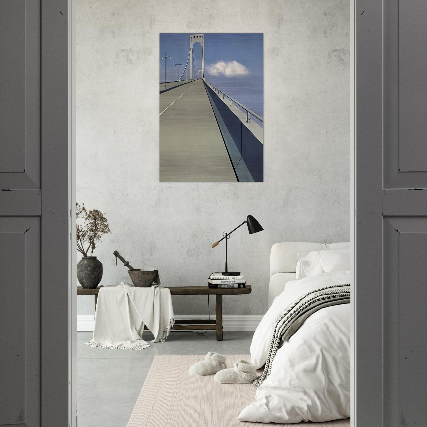 Whitestone Bridge - 1940 - Ralston Crawford Brushed Aluminum Print - 70x100 cm / 28x40 inches | Ralston Crawford Aluminum Print | Ralston Crawford Prints