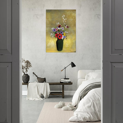 FLOWERS IN A GREEN PITCHER - Odilon Redon Brushed Aluminum Print - 70x100 cm / 28x40 inches | Odilon Redon Aluminum Print | Odilon Redon Prints