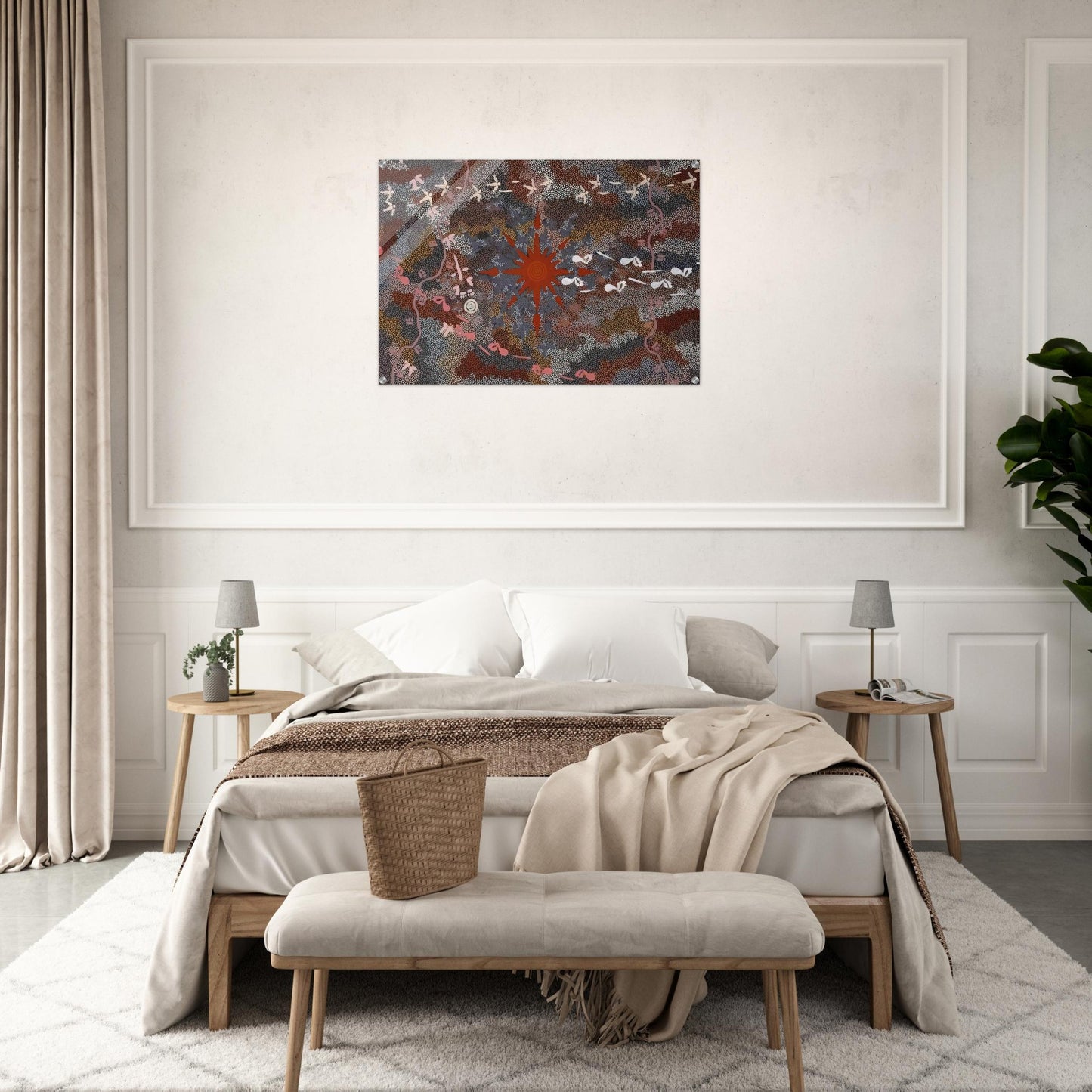 Fire Dreaming - 1996 - Clifford Possum Tjapaltjarri Acrylic Print - 70x100 cm / 28x40″ inches | Clifford Possum Tjapaltjarri Wall Art | Clifford Possum Tjapaltjarri Prints