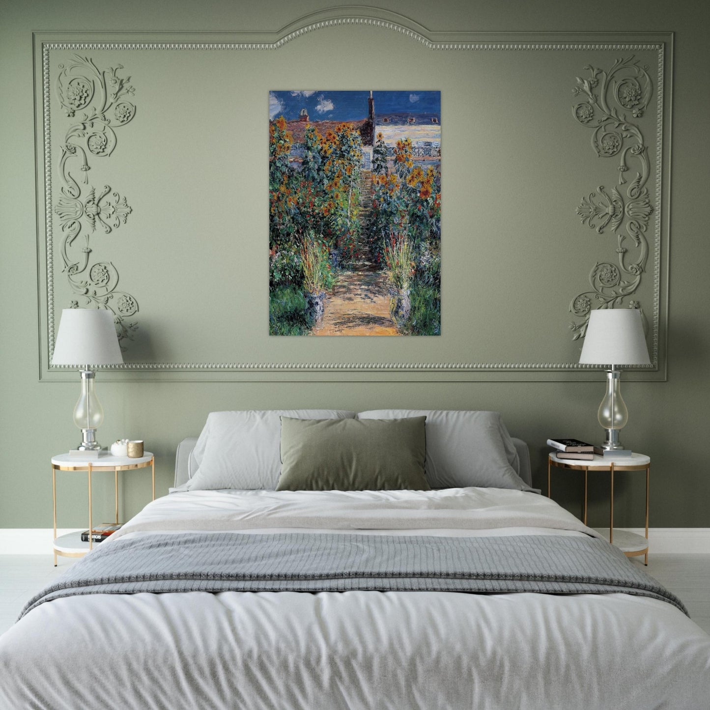 The Garden at Vetheuil - claude monet Brushed Aluminum Print - 70x100 cm / 28x40 inches | claude monet Aluminum Print | claude monet Prints