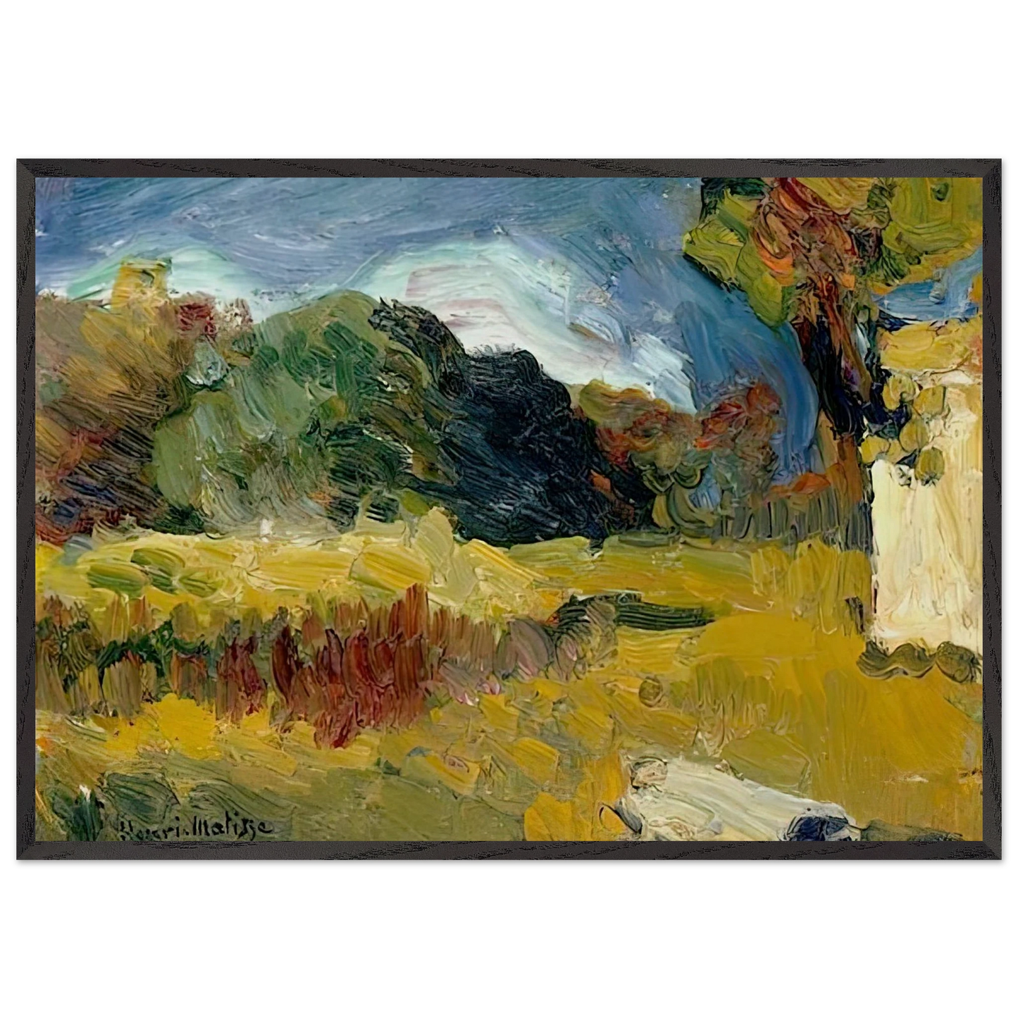 LANDSCAPE OF CORSICA - Henri Matisse 70x100 cm / 28x40 inches Framed Art Print – Black Wooden Frame