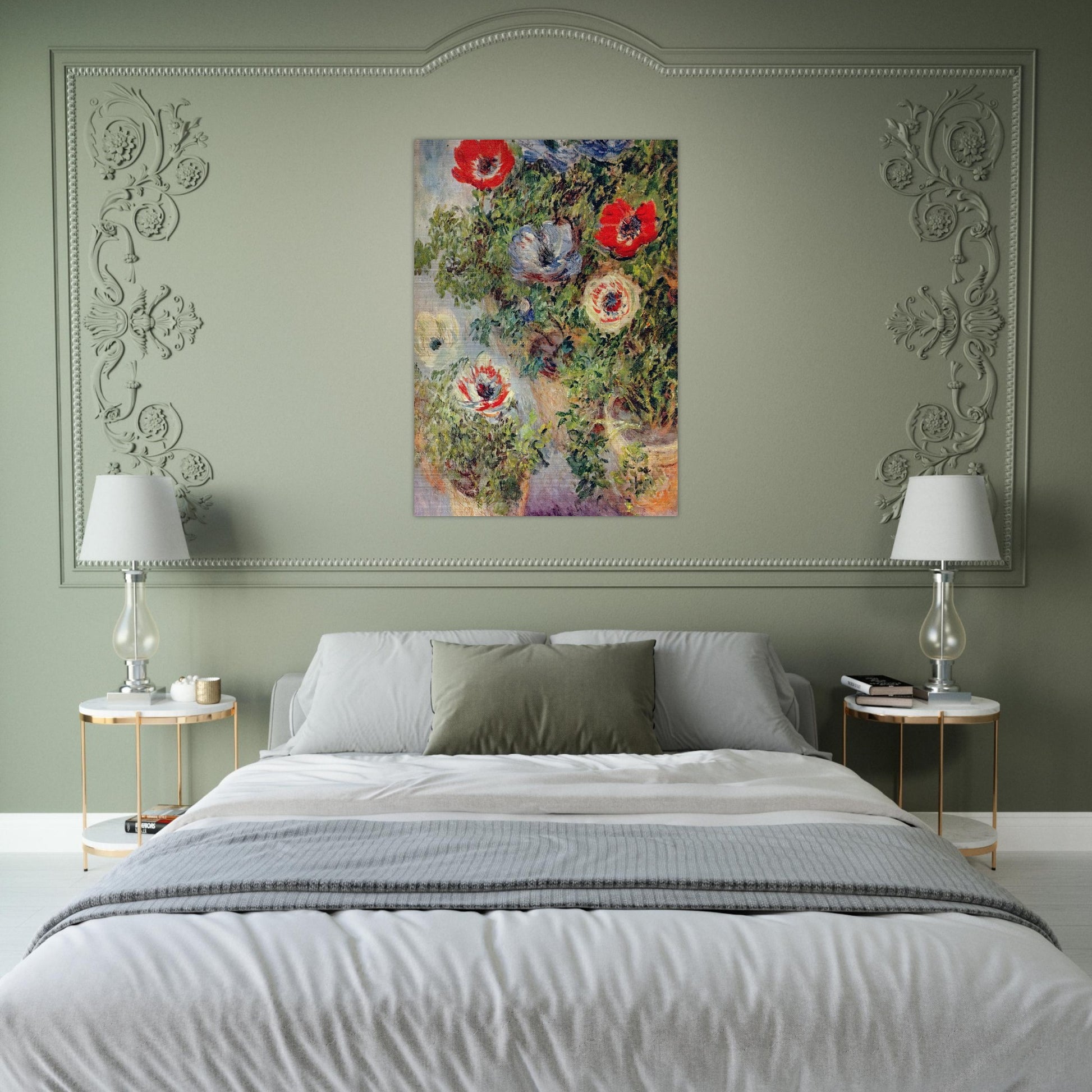 Stilll Life with Anemones - claude monet Brushed Aluminum Print - 70x100 cm / 28x40 inches | claude monet Aluminum Print | claude monet Prints