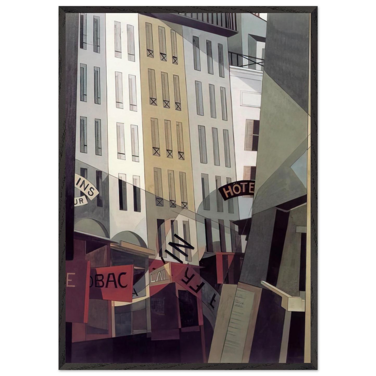 Rue du Singe Qui Peche - 1921 - Charles Demuth 70x100 cm / 28x40 inches Framed Art Print – Black Wooden Frame