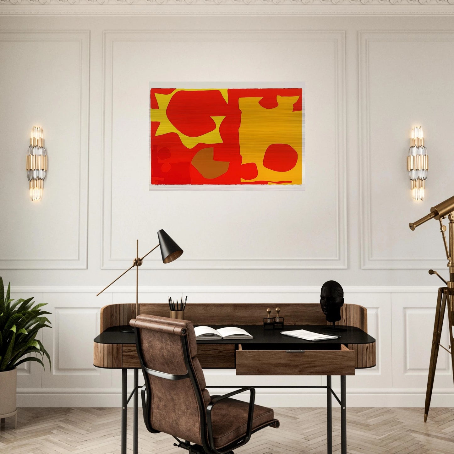 Six in Light Orange with Red in Yellow - 1970 - Patrick Heron Brushed Aluminum Print - 70x100 cm / 28x40 inches | Patrick Heron Aluminum Print | Patrick Heron Prints