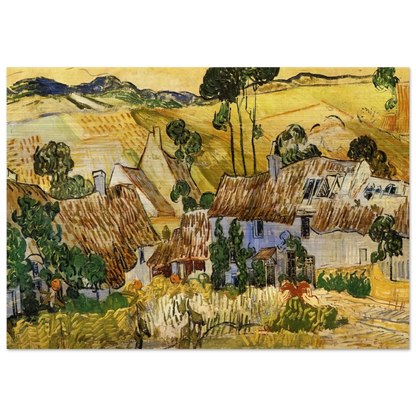 Thatched Houses against a Hill - Vincent van Gogh Brushed Aluminum Print - 70x100 cm / 28x40 inches | Vincent van Gogh Aluminum Print | Vincent van Gogh Prints