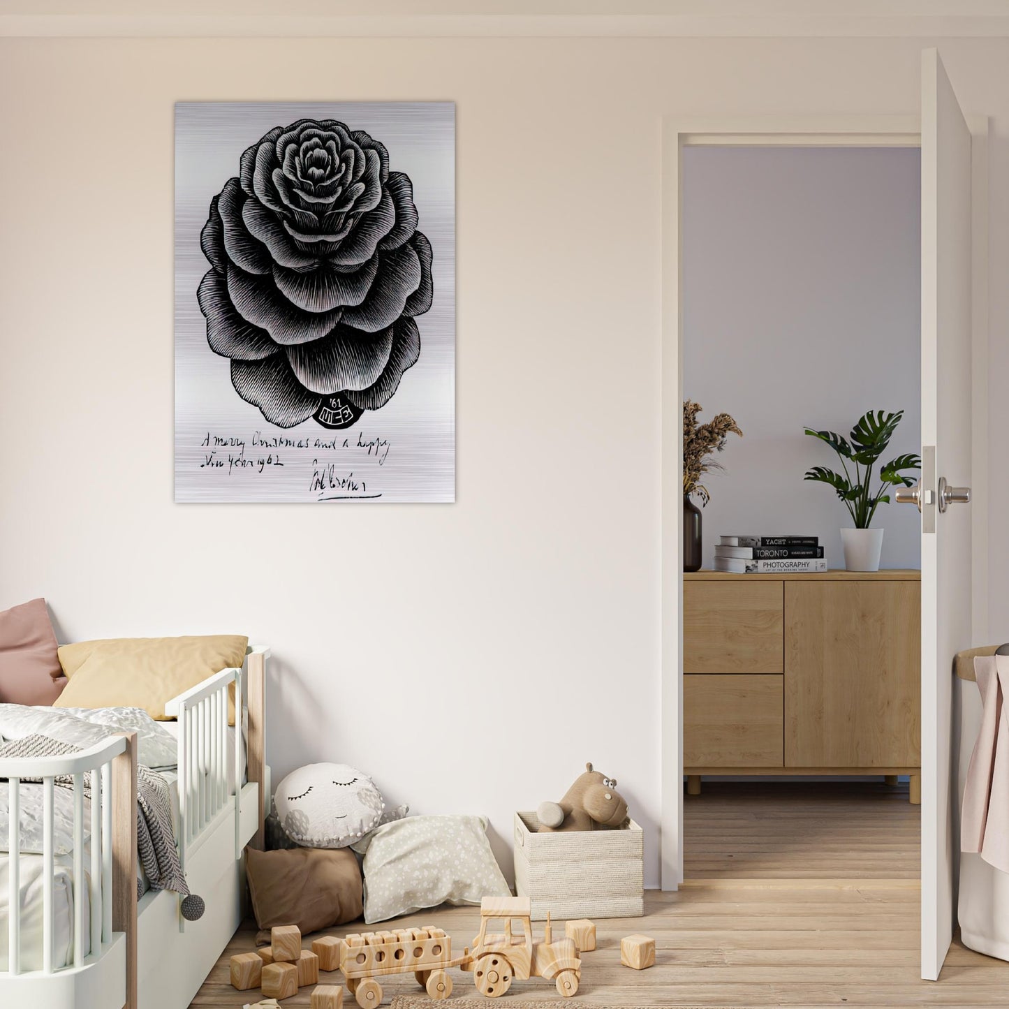 MERRY CHRISTMAS HAPPY NEW YEAR - MC Escher Brushed Aluminum Print - 70x100 cm / 28x40 inches | MC Escher Aluminum Print | MC Escher Prints