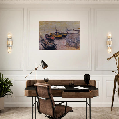 Boats on the Beach - claude monet Brushed Aluminum Print - 70x100 cm / 28x40 inches | claude monet Aluminum Print | claude monet Prints