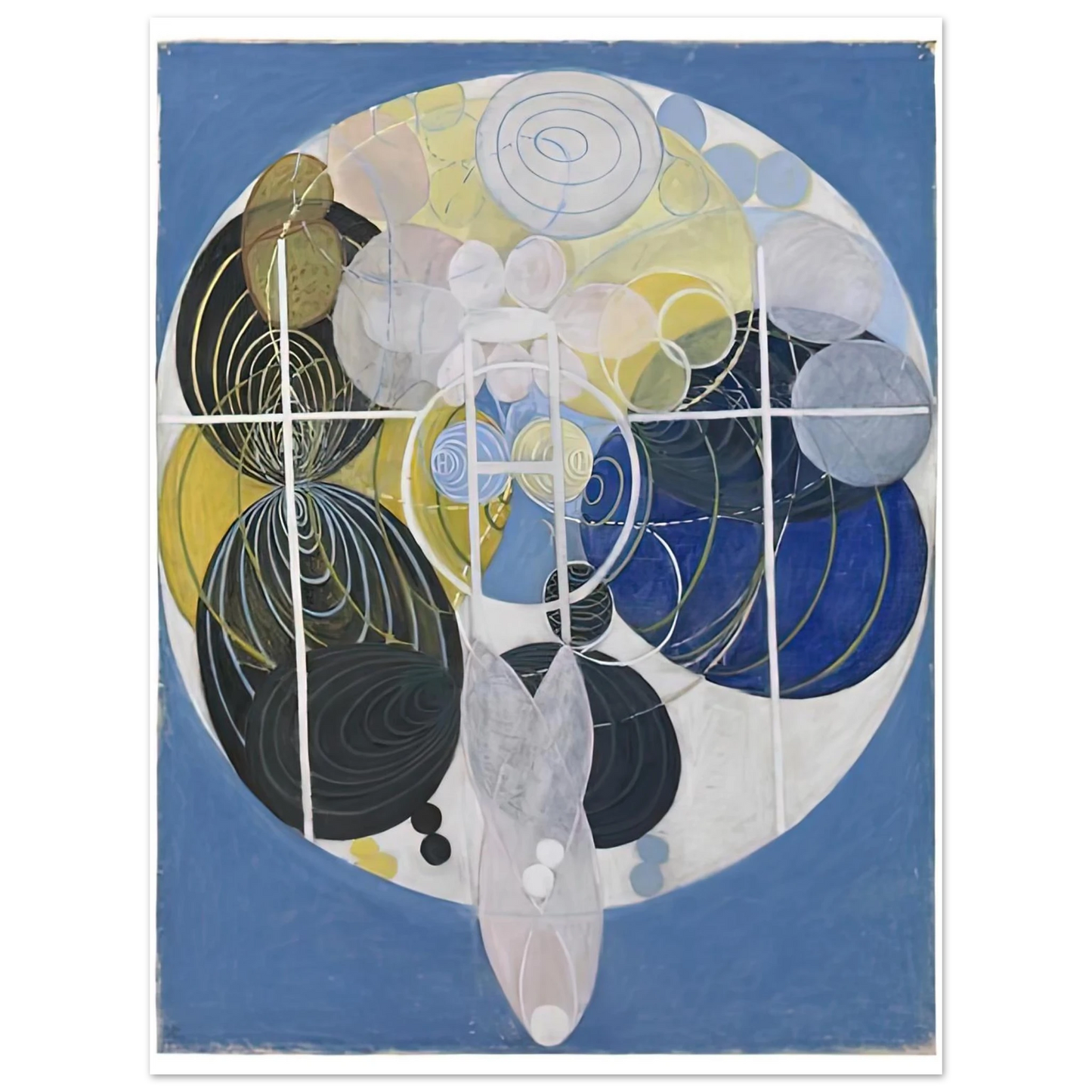 Hilma af Klint - THE LARGE FIGURE PAINTINGS NR 5 1907 Wall art - 30x45 cm / 12x18 inches - Premium Wooden Framed Poster With Fine Art Paper-canvas - White frame