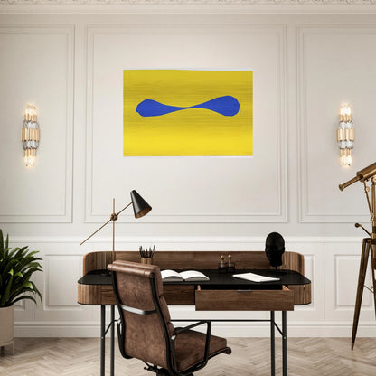 Blue Form on Yellow - Ellsworth Kelly Brushed Aluminum Print - 70x100 cm / 28x40 inches | Ellsworth Kelly Aluminum Print | Ellsworth Kelly Prints