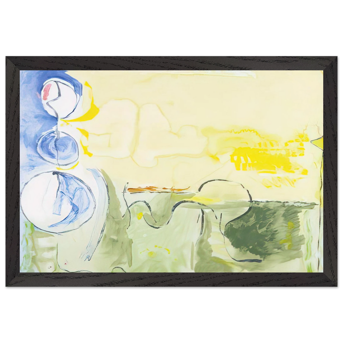 Helen Frankenthaler - Flotilla - 2006 Wall art - 28x43  cm / XL (11x17 inches) - Premium Wooden Framed Poster With Fine Art Paper-canvas - Black frame