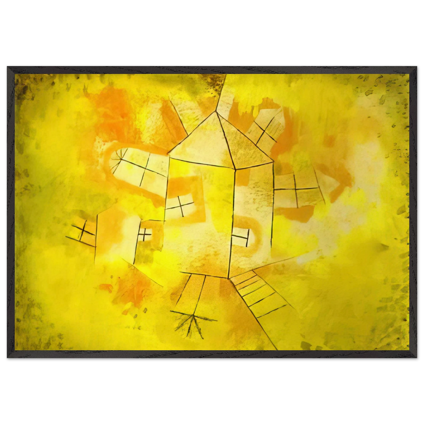 REVOLVING HOUSE 1921 - Paul Klee 70x100 cm / 28x40 inches Framed Art Print – Black Wooden Frame