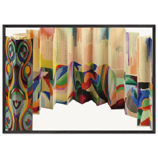 PROSE OF THE TRANS SIBERIAN AND OF LITTLE JEHANNE OF FRANCE 1913 - Sonia Delaunay 70x100 cm / 28x40 inches Framed Art Print – Black Wooden Frame