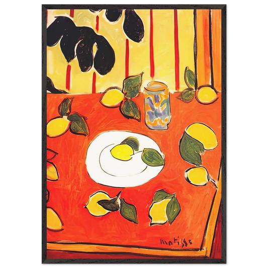 BLACK PHILODENDRON AND LEMONS 1943 - Henri Matisse 70x100 cm / 28x40 inches Framed Art Print – Black Wooden Frame