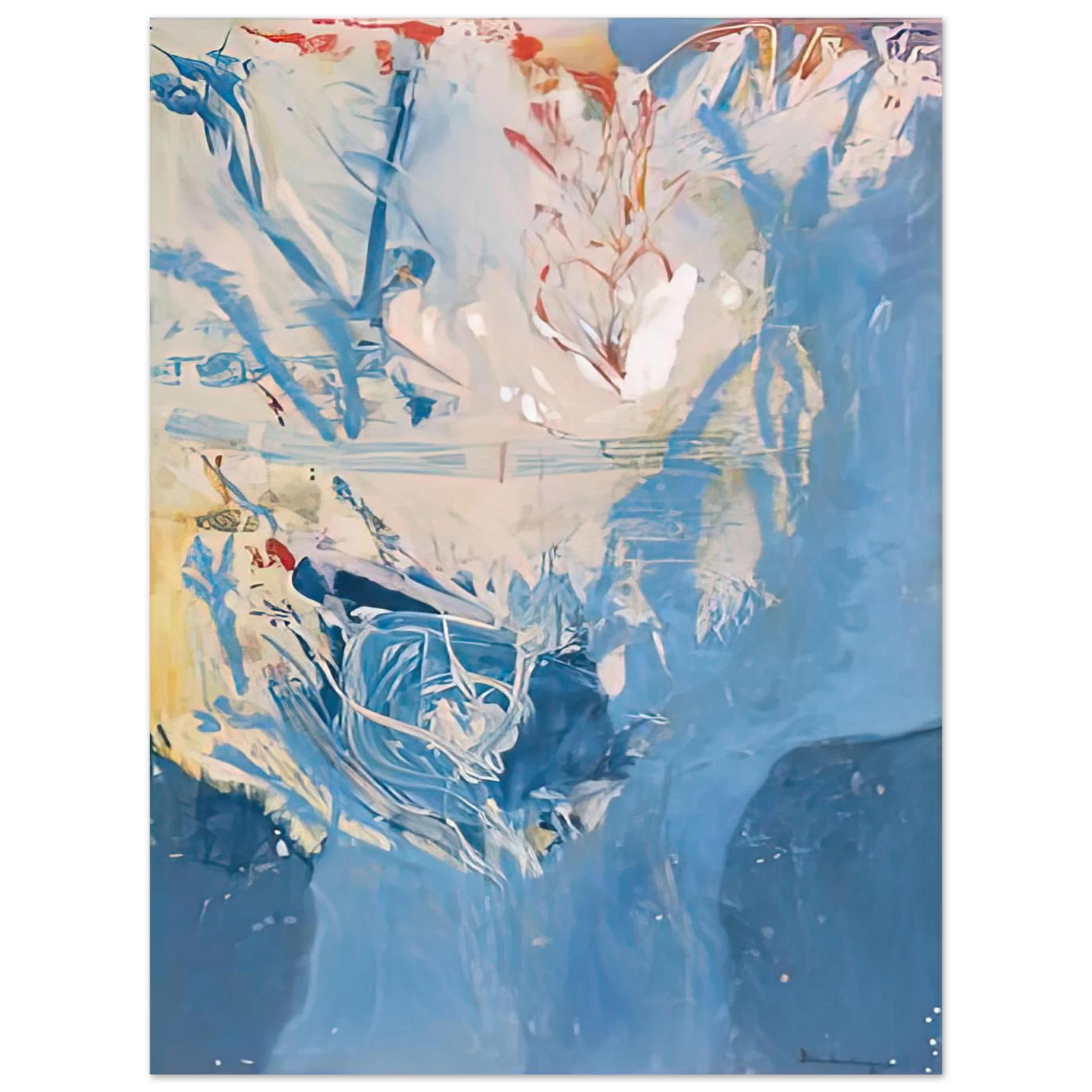 Helen Frankenthaler - Blue Territory, 1955- Wall Art - 30x40 cm / 12x16 inches - Premium Wooden Framed Poster With Fine Art Paper-canvas - White frame