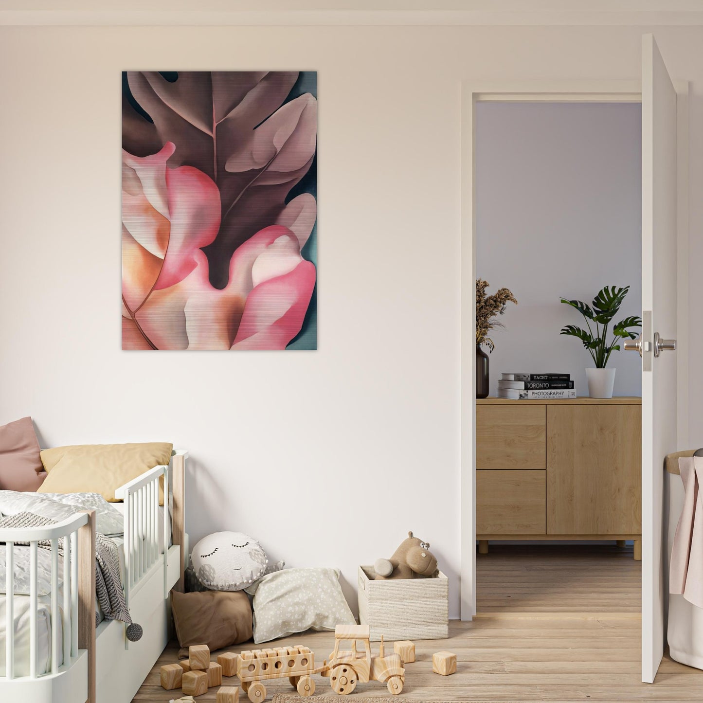 Oak Leaves Pink and Grey - Georgia O'Keeffe Brushed Aluminum Print - 70x100 cm / 28x40 inches | Georgia O'Keeffe Aluminum Print | Georgia O'Keeffe Prints