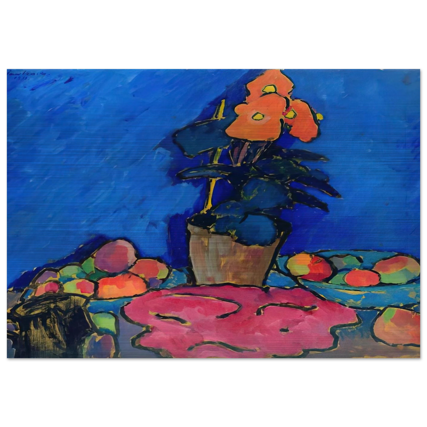STILL LIFE WITH BEGONIA 1911 - Alexej von Jawlensky Brushed Aluminum Print - 70x100 cm / 28x40 inches | Alexej von Jawlensky Aluminum Print | Alexej von Jawlensky Prints