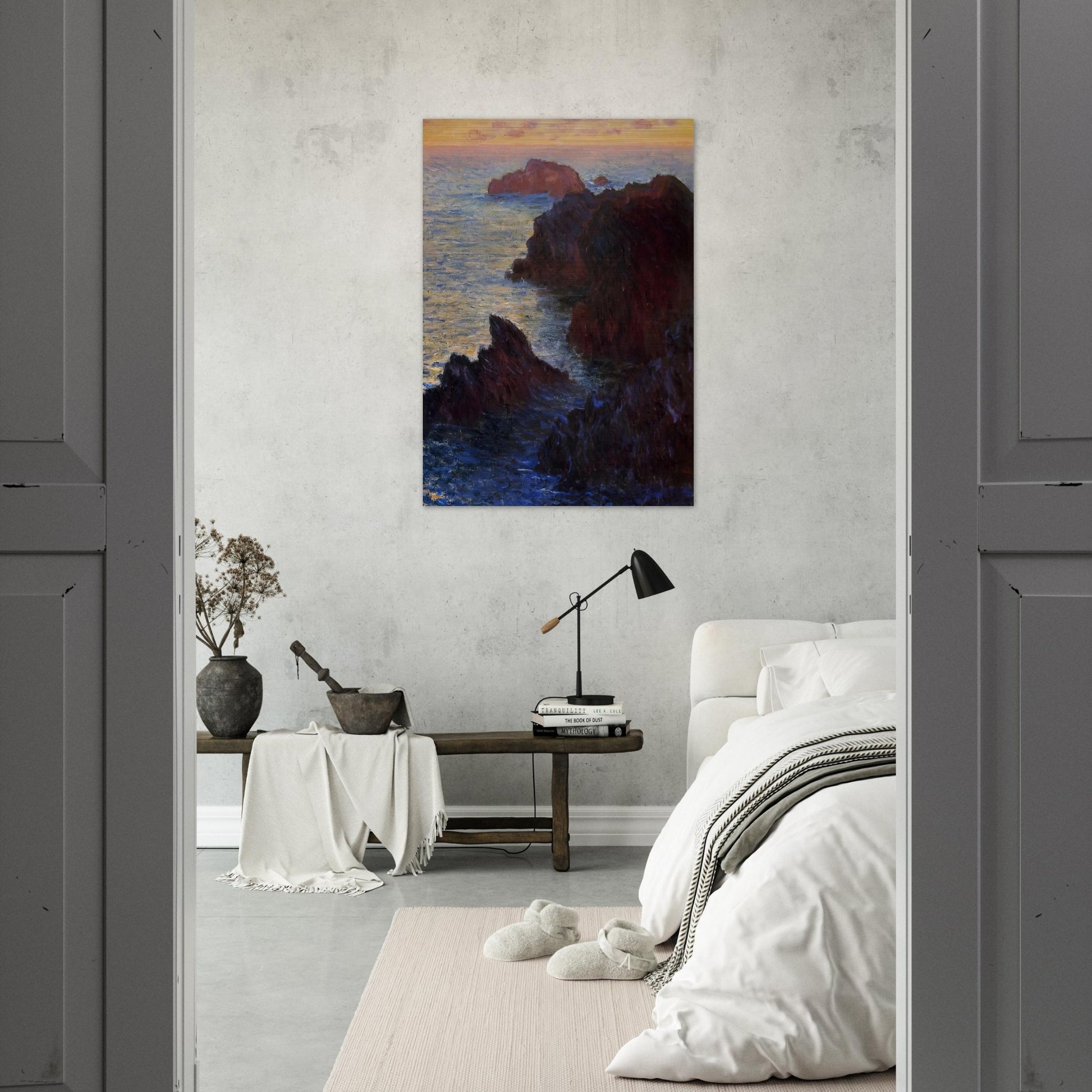 Rocky Point at Port-Goulphar - claude monet Brushed Aluminum Print - 70x100 cm / 28x40 inches | claude monet Aluminum Print | claude monet Prints
