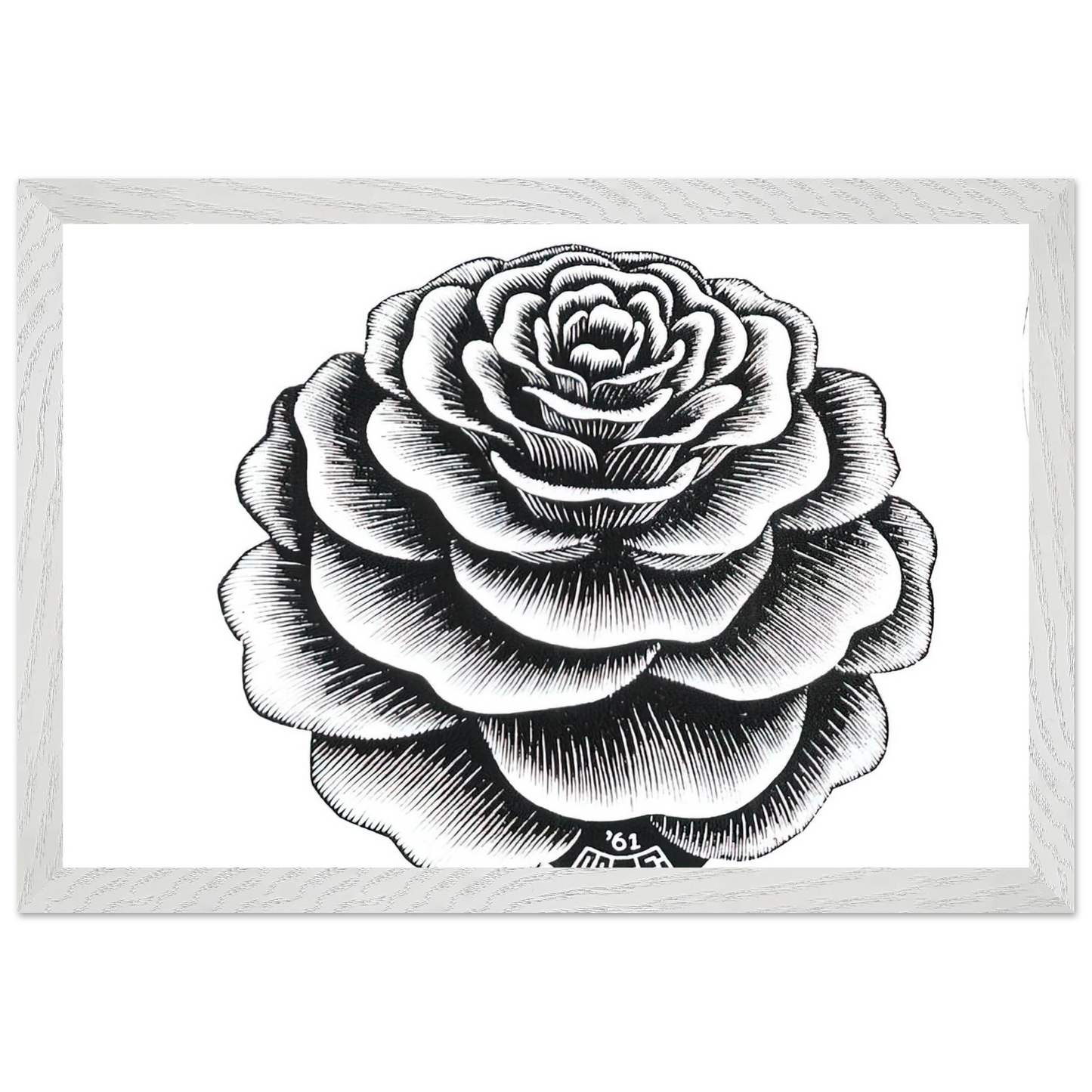 MC Escher - FLOWER 1 Wall Art - 21x29.7 cm / 8x12" - Premium Wooden Framed Poster With Fine Art Paper-canvas - Wood frame