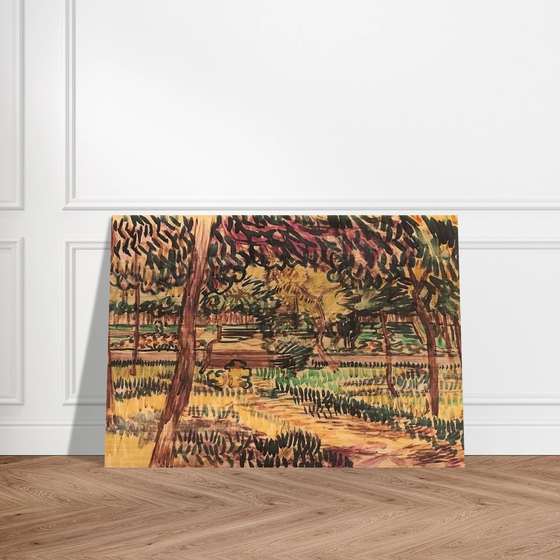Trees in the Garden of the Asylum - Vincent van Gogh Brushed Aluminum Print - 70x100 cm / 28x40 inches | Vincent van Gogh Aluminum Print | Vincent van Gogh Prints