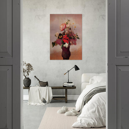 FLOWERS IN AA BROWN VASE - Odilon Redon Brushed Aluminum Print - 70x100 cm / 28x40 inches | Odilon Redon Aluminum Print | Odilon Redon Prints