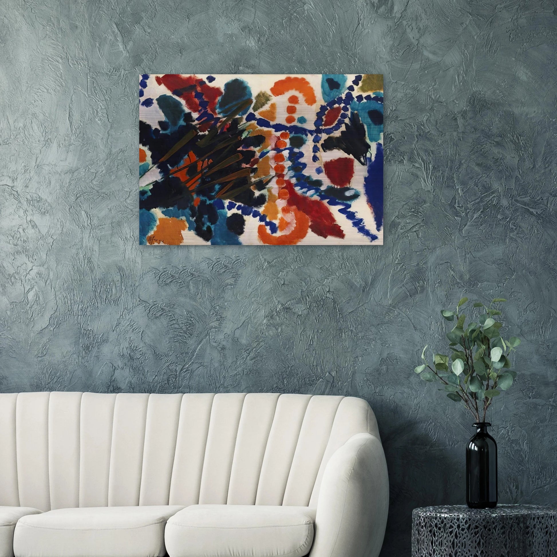 Von Goldfarben und Blau - 1953 - Ernst Wilhelm Nay Brushed Aluminum Print - 70x100 cm / 28x40 inches | Ernst Wilhelm Nay Aluminum Print | Ernst Wilhelm Nay Prints