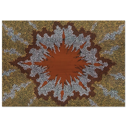 Fire Dreaming - 1994 - Clifford Possum Tjapaltjarri Brushed Aluminum Print - 70x100 cm / 28x40 inches | Clifford Possum Tjapaltjarri Aluminum Print | Clifford Possum Tjapaltjarri Prints