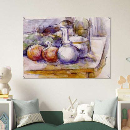 Still Life with Carafe, Sugar Bowl, Bottle, Pommegranates and Watermelon - Paul Cézanne Acrylic Print - 70x100 cm / 28x40″ inches | Paul Cézanne Wall Art | Paul Cézanne Prints