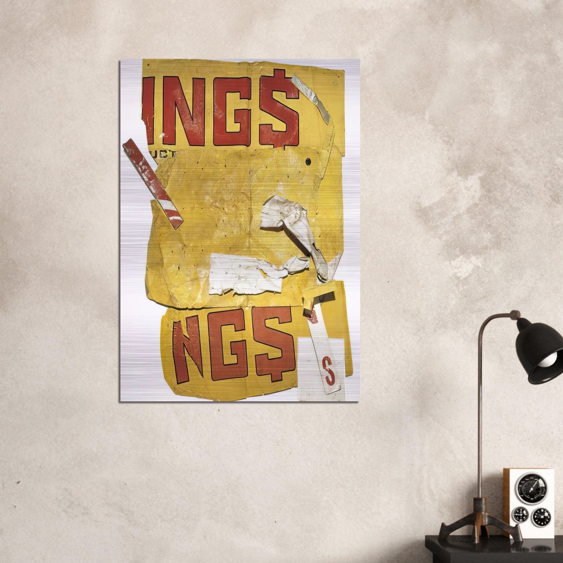 YELLOW MOBY GLUT 1986 - Robert Rauschenberg Brushed Aluminum Print - 70x100 cm / 28x40 inches | Robert Rauschenberg Aluminum Print | Robert Rauschenberg Prints