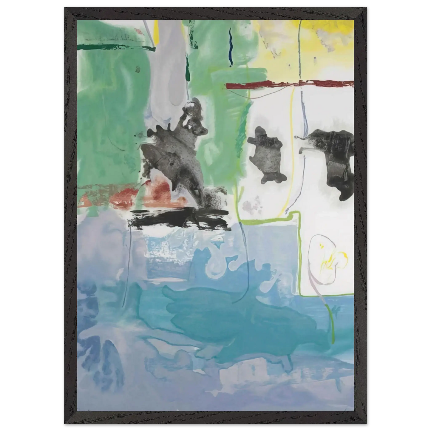 Helen Frankenthaler - West Wind - 1997 Wall art - A3 (29.7 x 42  cm) - Premium Wooden Framed Poster With Fine Art Paper - Black frame