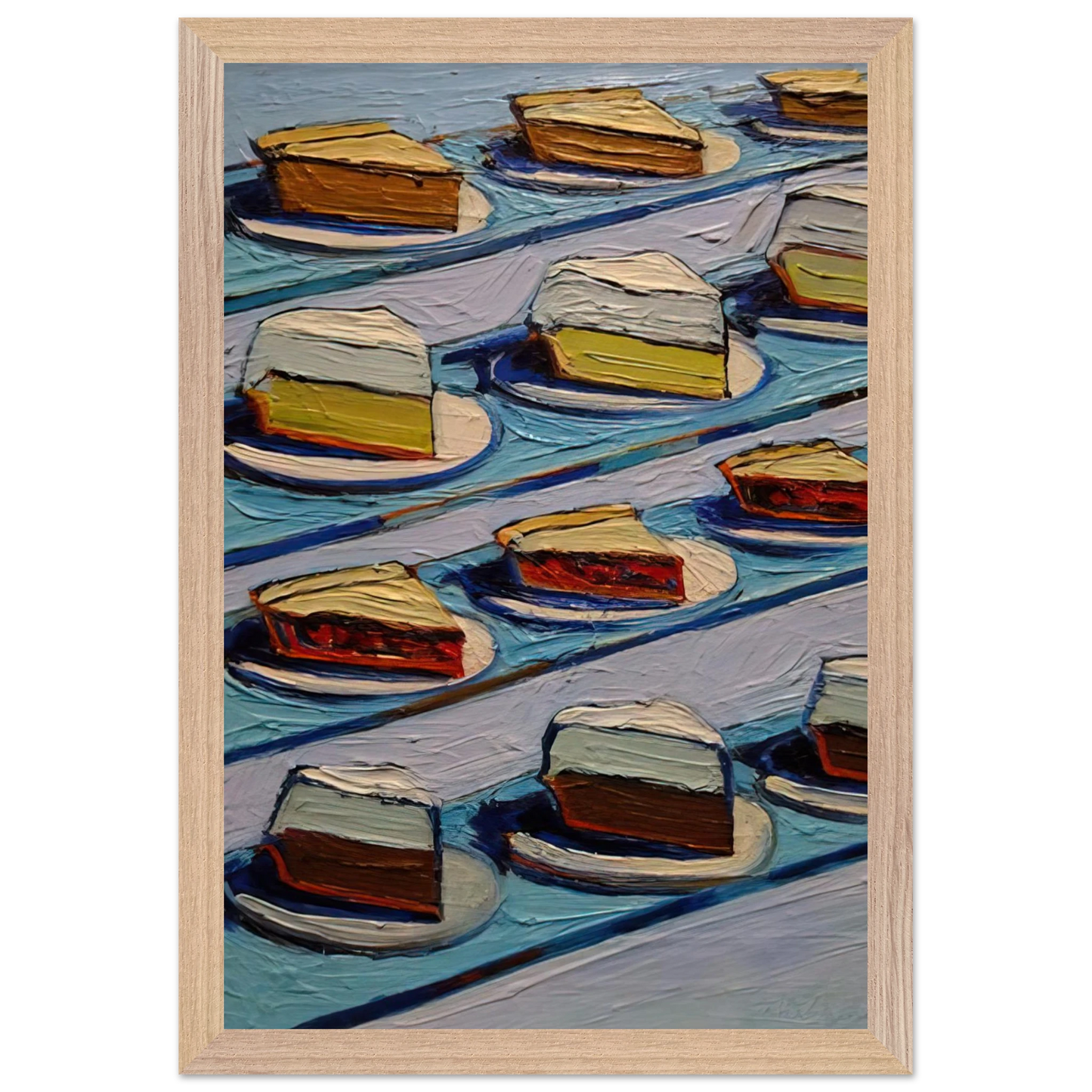 Wayne Thiebaud - Refrigerator Pies - 1962 Wall Art - 21x29.7 cm / 8x12" - Premium Wooden Framed Poster With Fine Art Paper-canvas - White frame