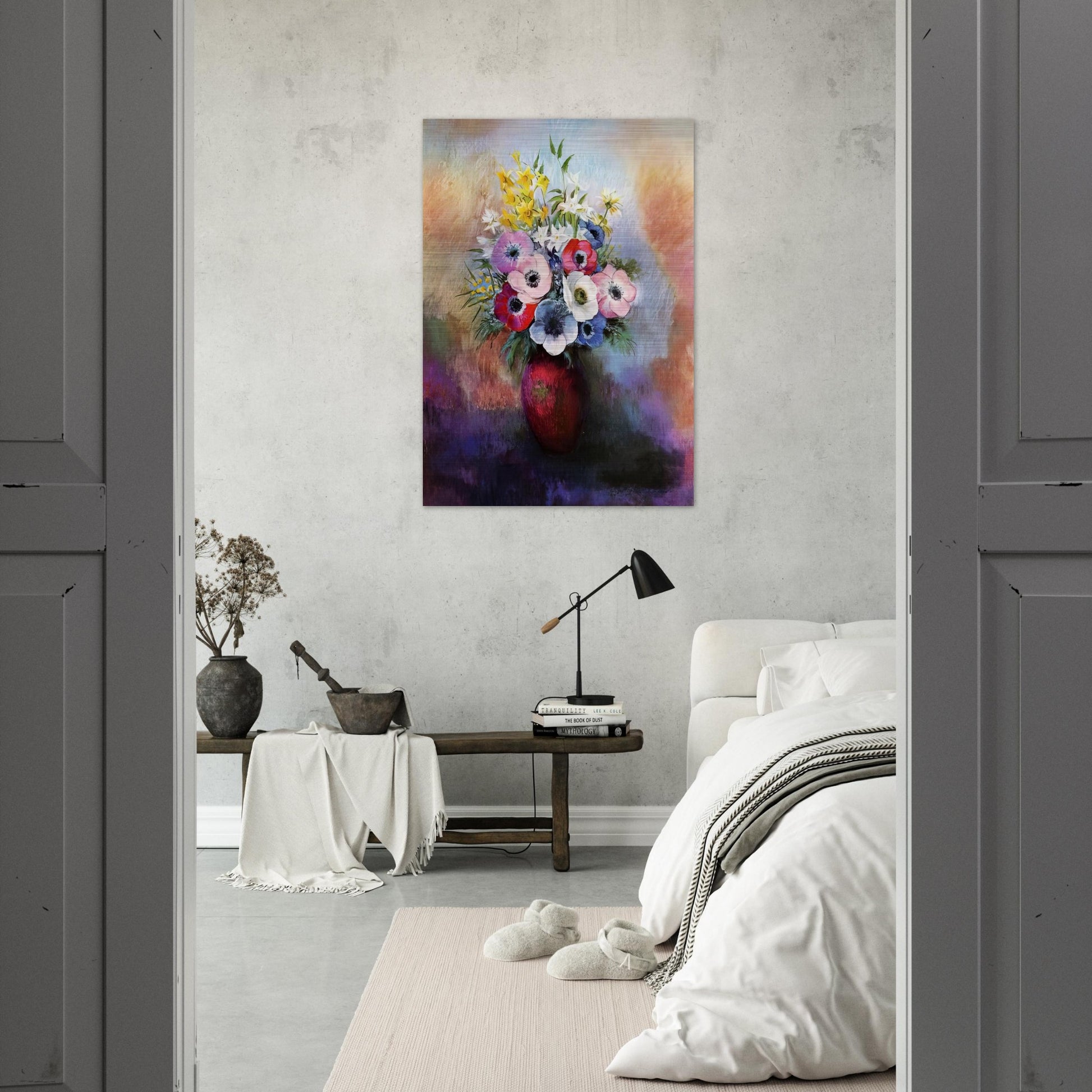 ANEMONES - Odilon Redon Brushed Aluminum Print - 70x100 cm / 28x40 inches | Odilon Redon Aluminum Print | Odilon Redon Prints