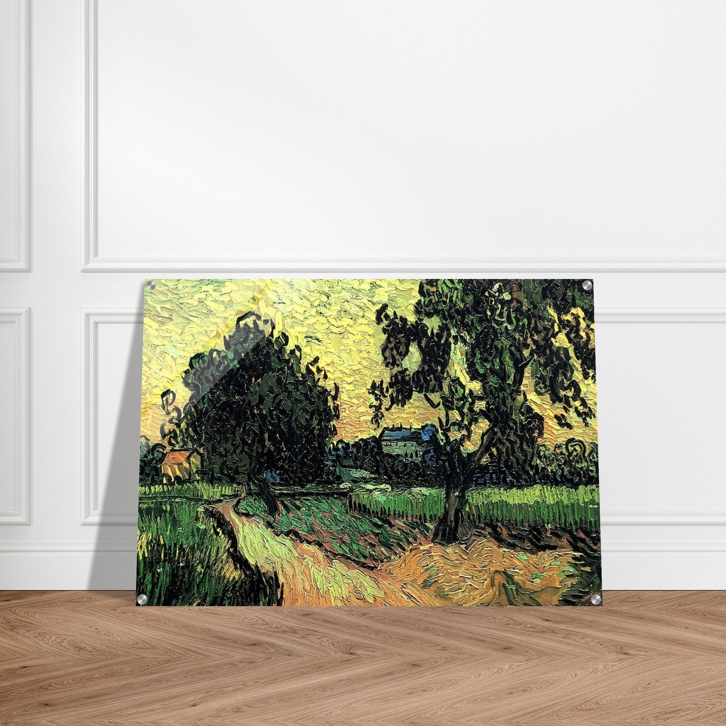 Landscape with the Chateau of Auvers at Sunset - Vincent van Gogh Acrylic Print - 70x100 cm / 28x40″ inches