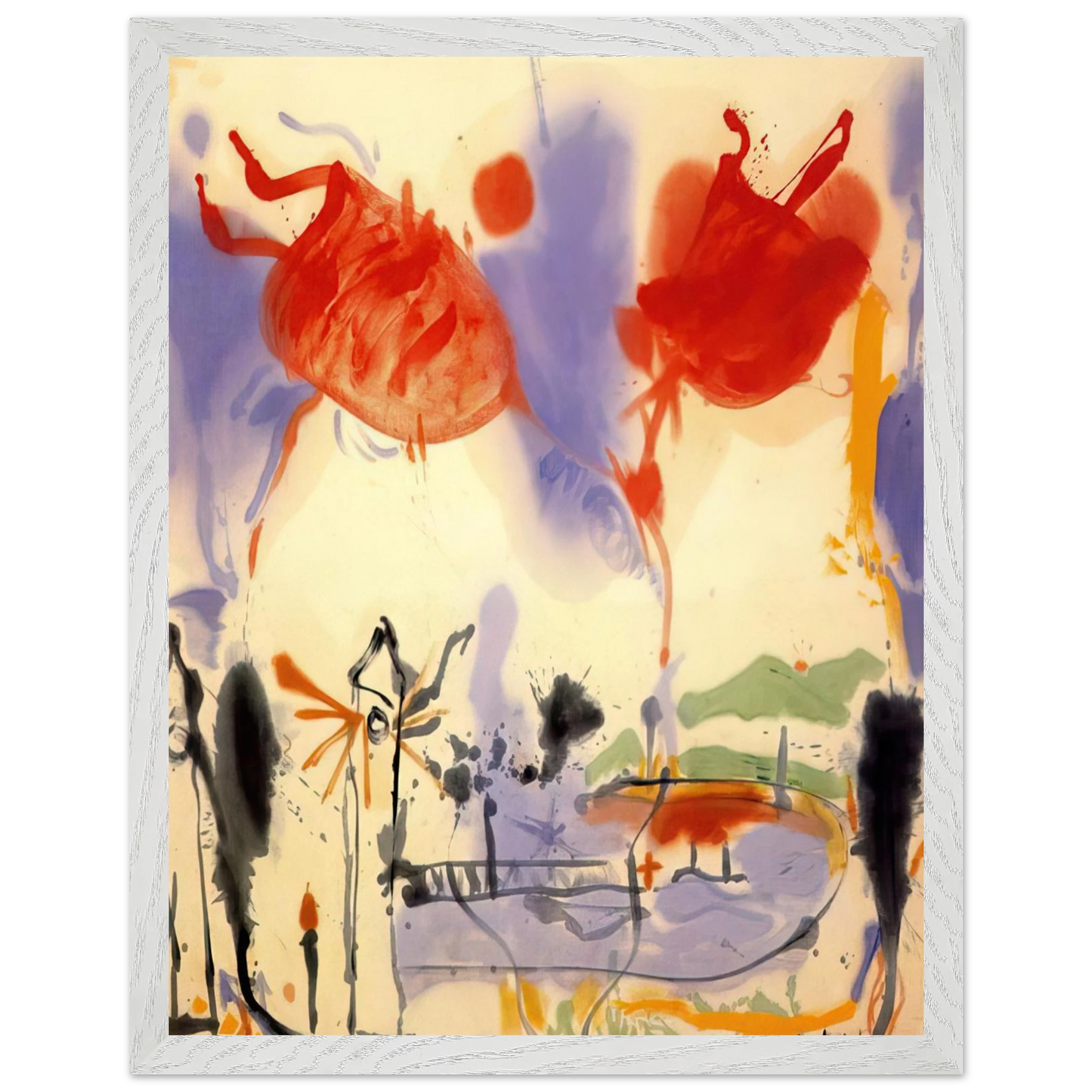 Helen Frankenthaler - Round Trip - 1957 Wall art - 70x100 cm / 28x40 inches - Premium Wooden Framed Poster With Fine Art Paper-canvas - Black frame