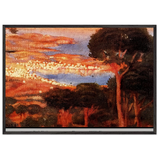 VIEW OF CADAQUC3A9S FROM MOUNT PANI - Salvador Dali 70x100 cm / 28x40 inches Framed Art Print – Black Wooden Frame