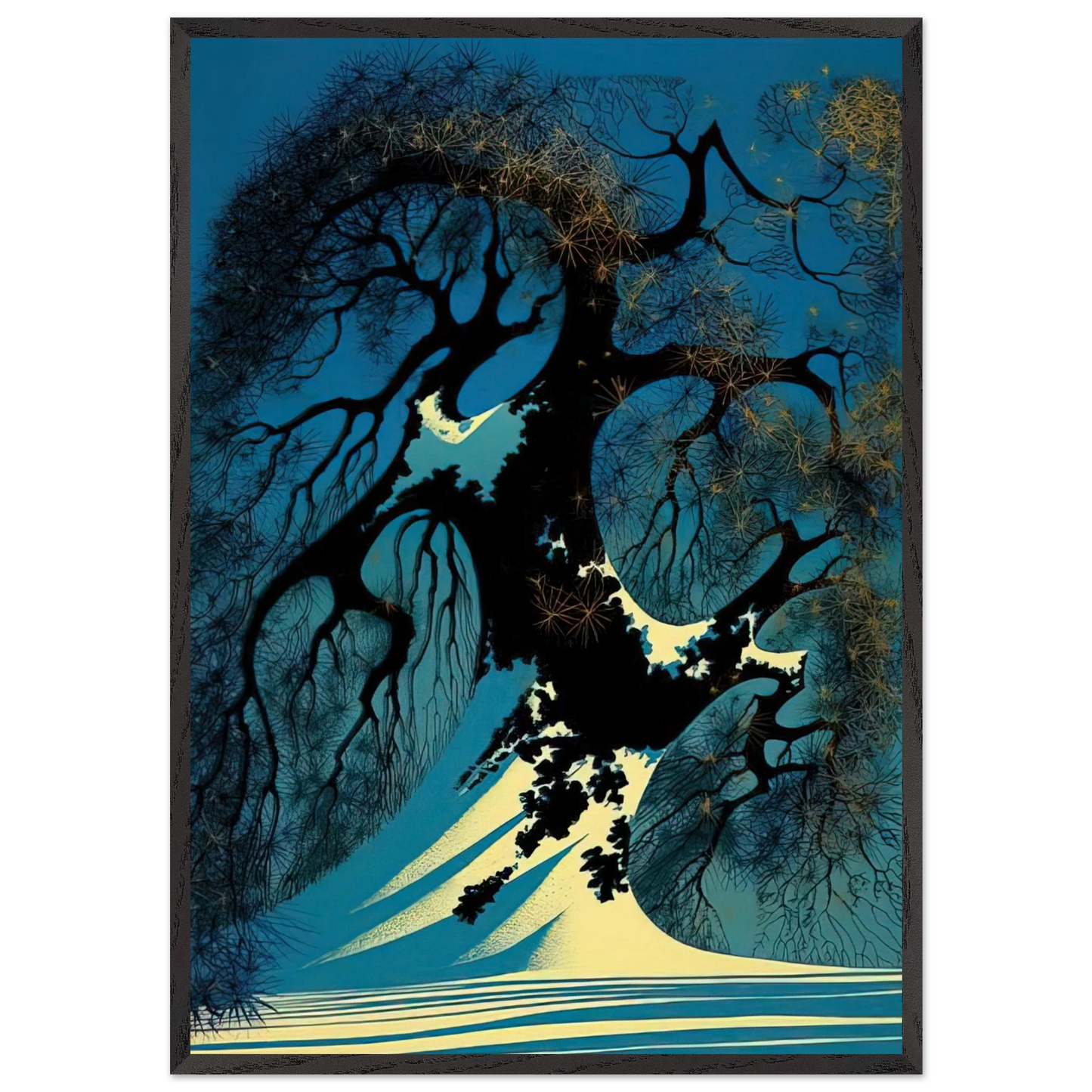 Winter Bonsai - Eyvind Earle 70x100 cm / 28x40 inches Framed Art Print – Black Wooden Frame